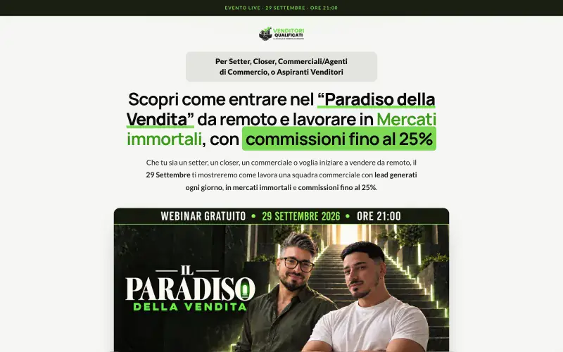 Venditori Qualificati website by Optiflow